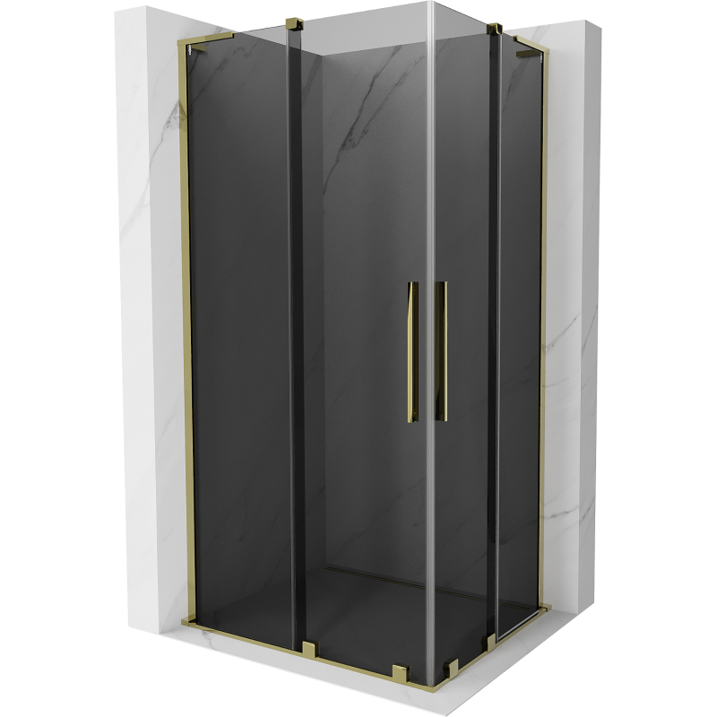 Mexen Velar L Duo кабинен душ с врати 90 x 80 см, графит, златен - 871-090-080-02-43-50