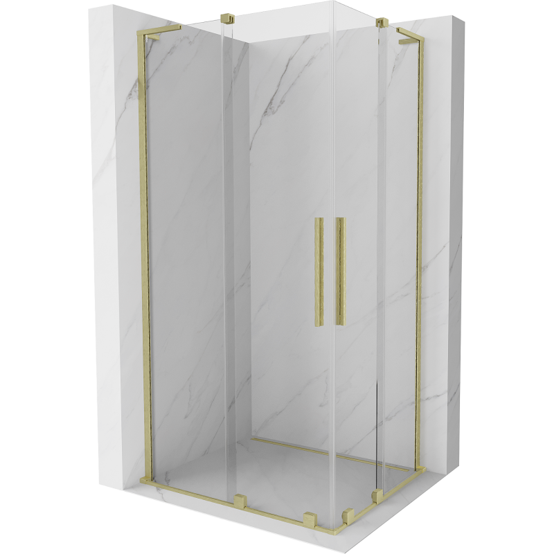 Mexen Velar L Duo плъзгаща се душ кабина 100 x 90 см, прозрачна, златна четка - 871-100-090-02-03-55