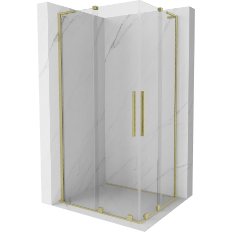 Mexen Velar L Duo плъзгаща се душ кабина 100 x 90 см, прозрачна, златна четка - 871-100-090-02-03-55
