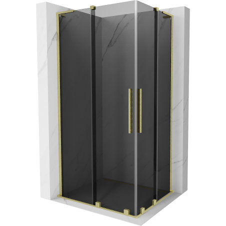 Mexen Velar L Duo плъзгаща се душ кабина 90 x 80 см, графит, четка злато - 871-090-080-02-43-55