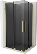 Mexen Velar L Duo плъзгаща се душ кабина 90 x 80 см, графит, четка злато - 871-090-080-02-43-55
