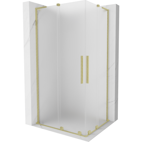 Mexen Velar L Duo плъзгаща душ кабина 100 x 90 cm, матирано стъкло, четкано злато - 871-100-090-02-33-55