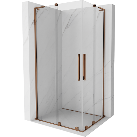 Mexen Velar L Duo плъзгаща се душ кабина 90 x 80 см, прозрачна, розово злато - 871-090-080-02-03-60