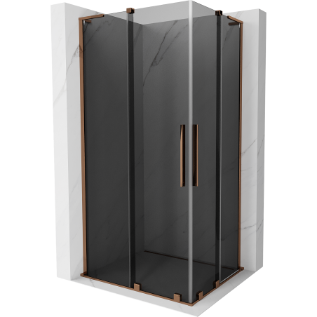 Mexen Velar L Duo плъзгаща кабина за душ 100 x 90 см, графит, розово злато - 871-100-090-02-43-60