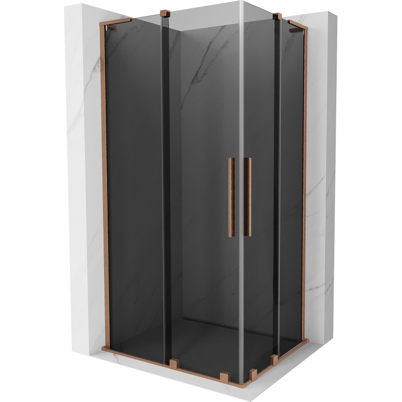 Mexen Velar L Duo плъзгаща се душ кабина 100 x 90 см, графит, матирана мед - 871-100-090-02-43-65