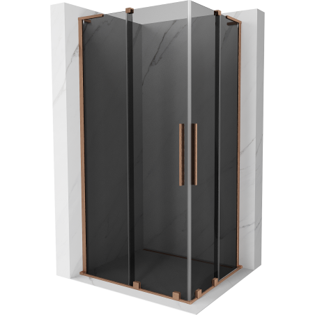 Mexen Velar L Duo плъзгаща се душ кабина 100 x 90 см, графит, матирана мед - 871-100-090-02-43-65