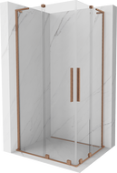 Mexen Velar L Duo плъзгаща се душ кабина 90 x 80 см, прозрачна, медна матирана - 871-090-080-02-03-65