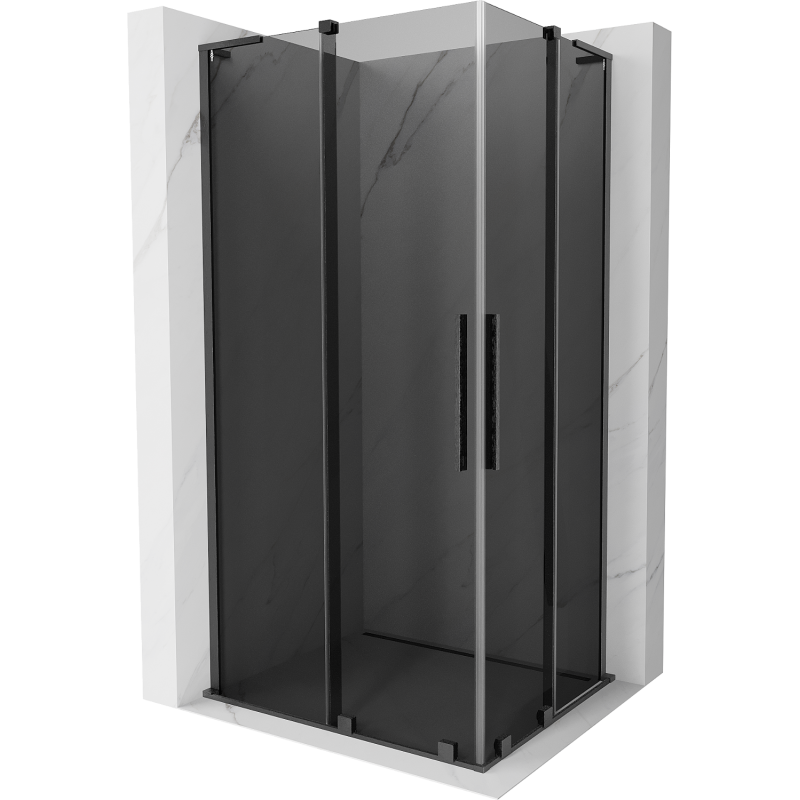 Mexen Velar L Duo плъзгаща се душ кабина 90 x 80 см, графит, четкано сив металик - 871-090-080-02-43-66