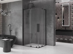 Mexen Velar L Duo плъзгаща се душ кабина 90 x 80 см, прозрачна, черна - 871-090-080-02-03-70