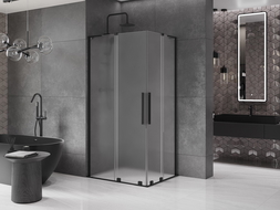 Mexen Velar L Duo плъзгаща се душ кабина 100 x 90 cm, мразовито, черно - 871-100-090-02-33-70