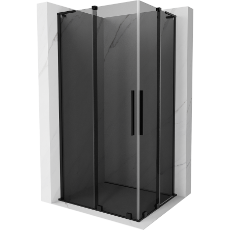 Mexen Velar L Duo плъзгаща се душ кабина 90 x 80 см, графит, черна - 871-090-080-02-43-70