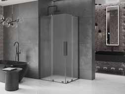 Mexen Velar L Duo плъзгаща се душ кабина 100 x 90 см, матирано стъкло, gun metal - 871-100-090-02-33-95