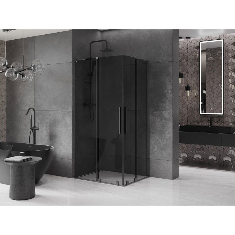 Mexen Velar L Duo плъзгаща се душ кабина 90 x 80 см, графит, gun metal - 871-090-080-02-43-95