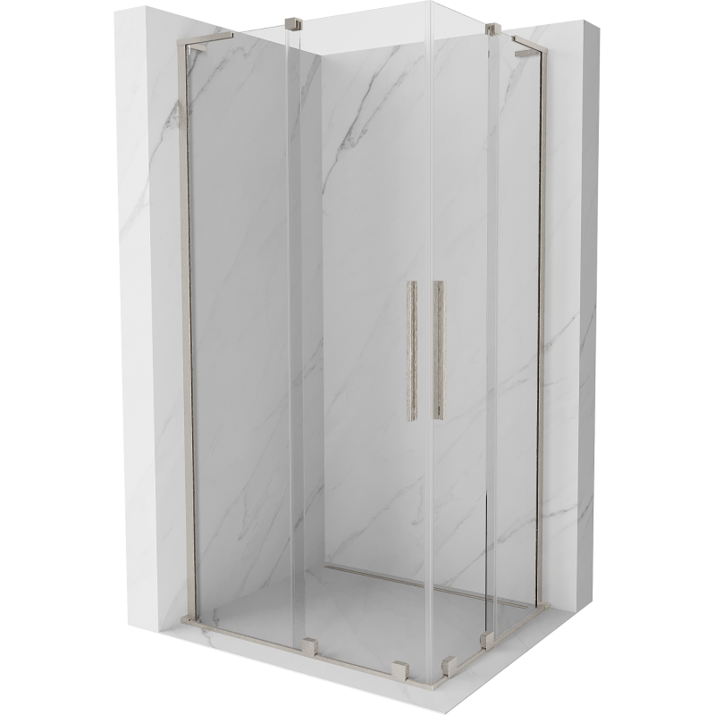 Mexen Velar L Duo плъзгаща се душ кабина 100 x 90 см, прозрачна, матиран никел - 871-100-090-02-03-97