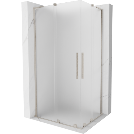 Mexen Velar L Duo плъзгаща се душ кабина 90 x 80 см, матово стъкло, изчеткан никел - 871-090-080-02-33-97