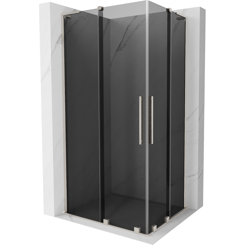 Mexen Velar L Duo плъзгаща се душ кабина 100 x 90 cm, графит, четкан никел - 871-100-090-02-43-97
