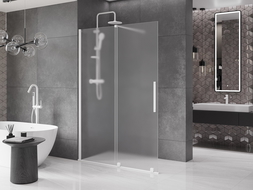 Mexen Velar плъзгаща се душ стена Walk-in 140 x 200 см, матирано стъкло 8 мм, бяло - 871-140-000-33-20