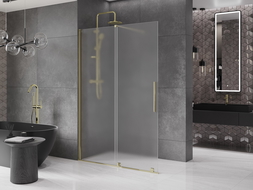 Mexen Velar преграда за душ с плъзгане Walk-in 140 x 200 см, мат 8 мм, златна - 871-140-000-33-50