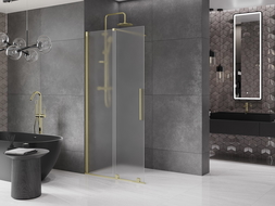 Mexen Velar стена за душ с разпъване Walk-in 100 x 200 cm, матирано стъкло 8 mm, златно анодно - 871-100-000-33-55