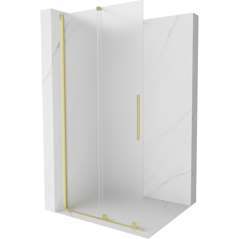 Mexen Velar стена за душ с разпъване Walk-in 100 x 200 cm, матирано стъкло 8 mm, златно анодно - 871-100-000-33-55