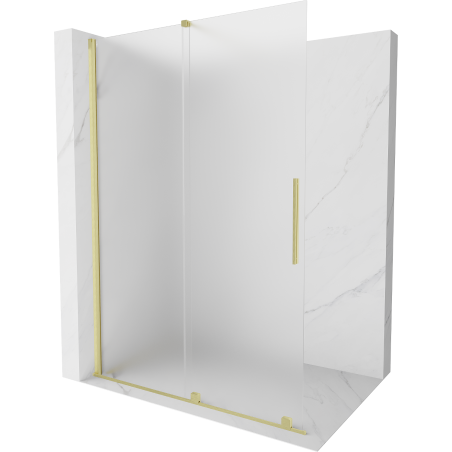 Mexen Velar плъзгаща се душ стена Walk-in 130 x 200 cm, матирано 8 mm, златисто четкано - 871-130-000-33-55