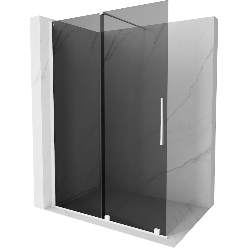 Mexen Velar разтегателна душова стена Walk-in 150 x 200 см, графит 8 мм, бяла - 871-150-000-43-20