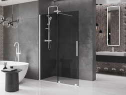 Mexen Velar разтегателна душова стена Walk-in 150 x 200 см, графит 8 мм, бяла - 871-150-000-43-20