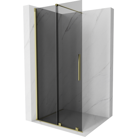 Mexen Velar подвижна душова стена Walk-in 100 x 200 см, графит 8 мм, златна - 871-100-000-43-50