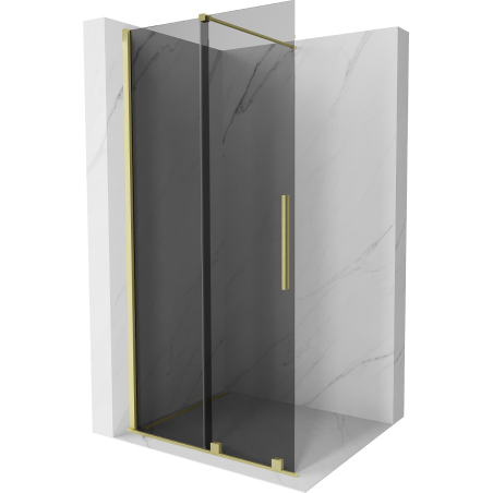 Mexen Velar Плъзгаща се душ стена Walk-in 85 x 200 см, графит 8 мм, златно четкане - 871-085-000-43-55