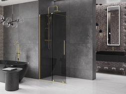 Mexen Velar плъзгаща се стена за душ Walk-in 100 x 200 см, графит 8 мм, златисто обработена - 871-100-000-43-55