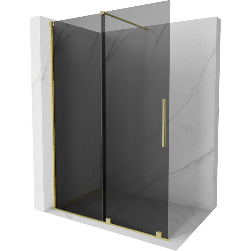 Mexen Velar разширена душова стена Walk-in 140 x 200 см, графит 8 мм, златен четкан - 871-140-000-43-55
