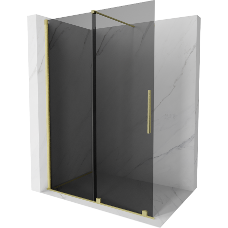 Mexen Velar разширена душова стена Walk-in 140 x 200 см, графит 8 мм, златен четкан - 871-140-000-43-55