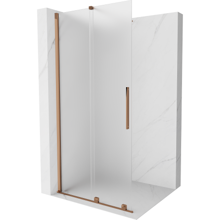 Mexen Velar душова стена раздвижна Walk-in 100 x 200 см, матово стъкло 8 мм, розово злато - 871-100-000-33-60