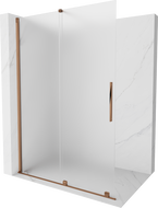 Mexen Velar разтегляема душ кабинка Walk-in 140 x 200 см, матово стъкло 8 мм, розово злато - 871-140-000-33-60