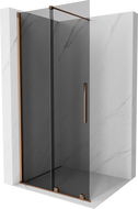 Mexen Velar преграда за душ кабина с ръчно разширяване Walk-in 120 x 200 см, графит 8 мм, розово злато - 871-120-000-43-60