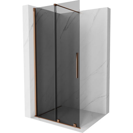 Mexen Velar разтегателна душ кабина Walk-in 80 x 200 см, графит 8 мм, розово злато - 871-080-000-43-60
