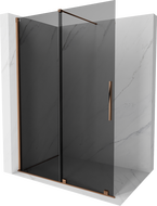 Mexen Velar разтеглива душ кабина Walk-in 140 x 200 см, графит 8 мм, розово злато - 871-140-000-43-60