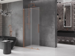 Mexen Velar плъзгаща се душ кабина Walk-in 110 x 200 см, матирано 8 мм, четкан мед