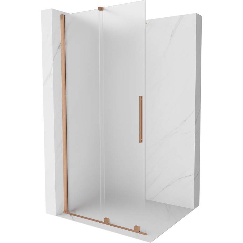 Mexen Velar плъзгаща се душ кабина Walk-in 110 x 200 см, матирано 8 мм, четкан мед
