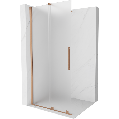 Mexen Velar плъзгаща се душ кабина Walk-in 110 x 200 см, матирано 8 мм, четкан мед