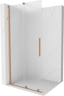Mexen Velar плъзгаща се душ кабина Walk-in 110 x 200 cm, матирано стъкло 8 mm, матова мед - 871-110-000-33-65