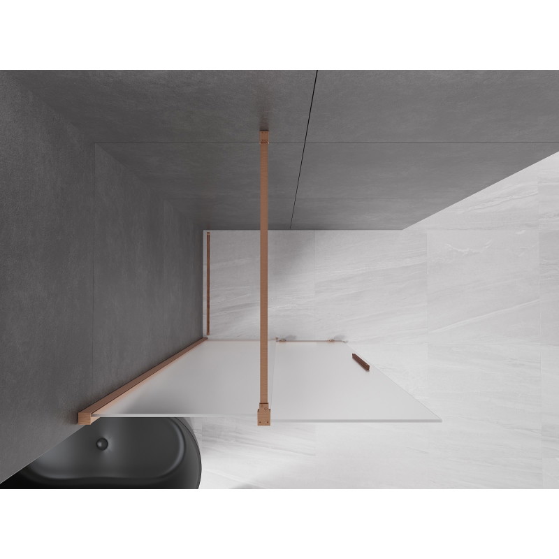 Mexen Velar плъзгаща се душ кабина Walk-in 110 x 200 см, матирано 8 мм, четкан мед