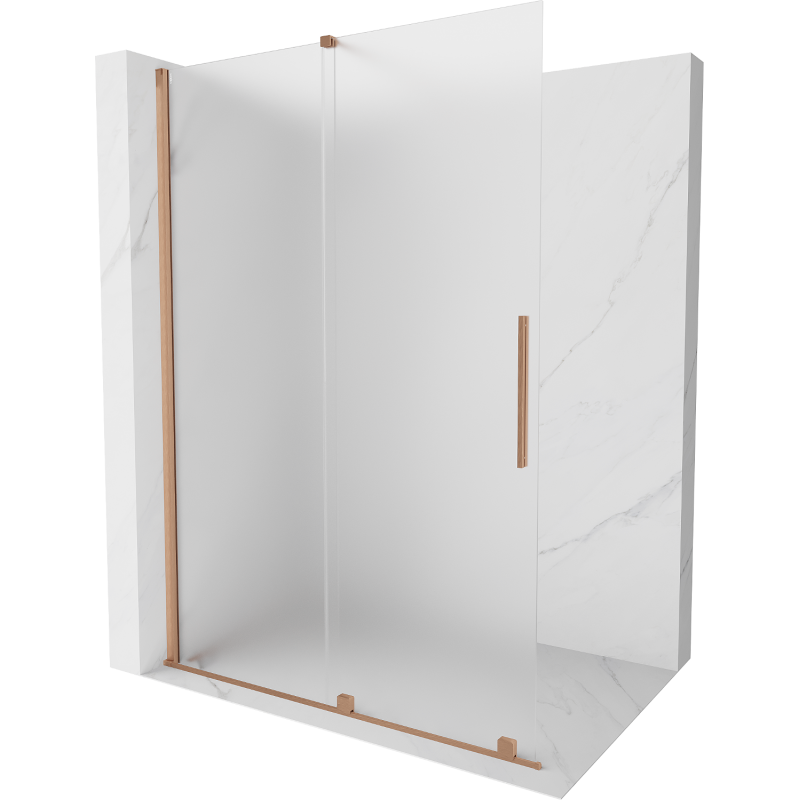 Mexen Velar плъзгаща се душ стена Walk-in 130 x 200 см, матирано 8 мм, четкана мед - 871-130-000-33-65