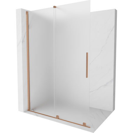 Mexen Velar плъзгаща се душ стена Walk-in 130 x 200 см, матирано 8 мм, четкана мед - 871-130-000-33-65