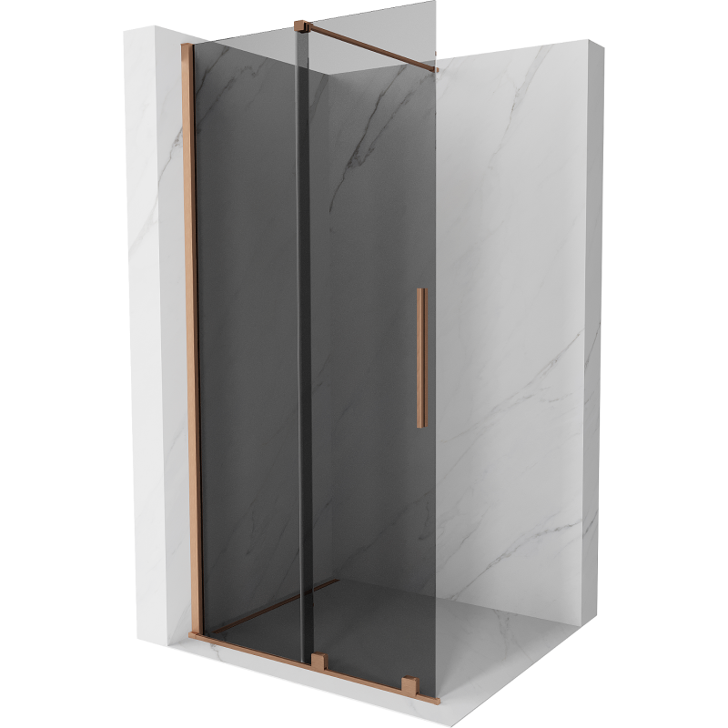 Mexen Velar плъзгаща се душ стена Walk-in 85 x 200 cm, графит 8 mm, матирана мед - 871-085-000-43-65