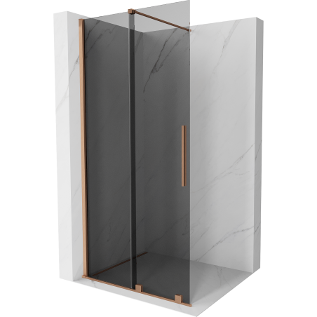 Mexen Velar разтегателна душ кабина Walk-in 100 x 200 см, графит 8 мм, четкан мед - 871-100-000-43-65