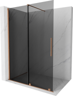 Mexen Velar разтегателен душ панел Walk-in 140 x 200 см, графит 8 мм, четкана мед - 871-140-000-43-65