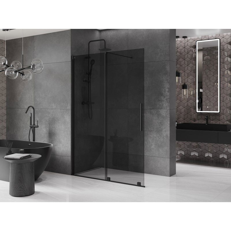Mexen Velar плъзгаща се душ стена Walk-in 140 x 200 cm, графит 8 mm, черна - 871-140-000-43-70