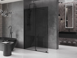 Mexen Velar стена за душ, разширяема Walk-in 140 x 200 см, графит 8 мм, черна - 871-140-000-43-70