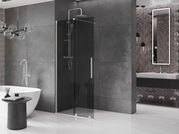 Mexen Velar стационарна преграда за душ Walk-in 90 x 200 см, графит 8 мм, четкан никел - 871-090-000-43-97
